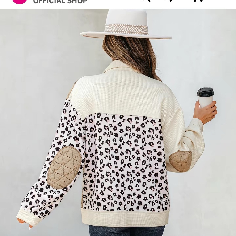 Leopard Print Button Down Shirt with Cream Accents